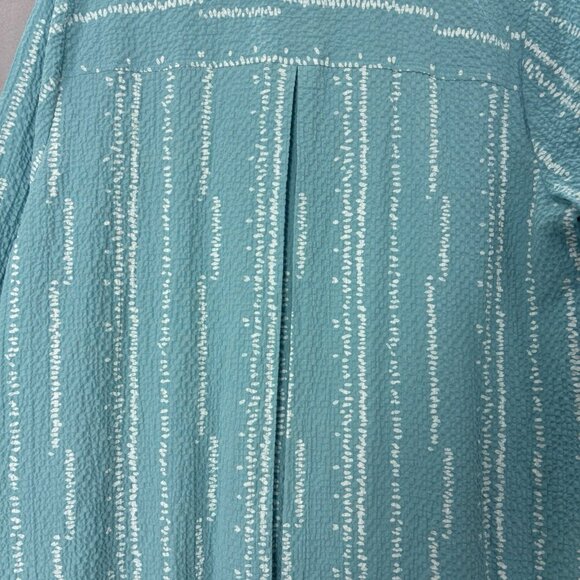 Habitat‎ Coralie Crinkle Turquoise Shirt Dress SZ Large Casual, Coastal, Beach - Picture 7 of 16